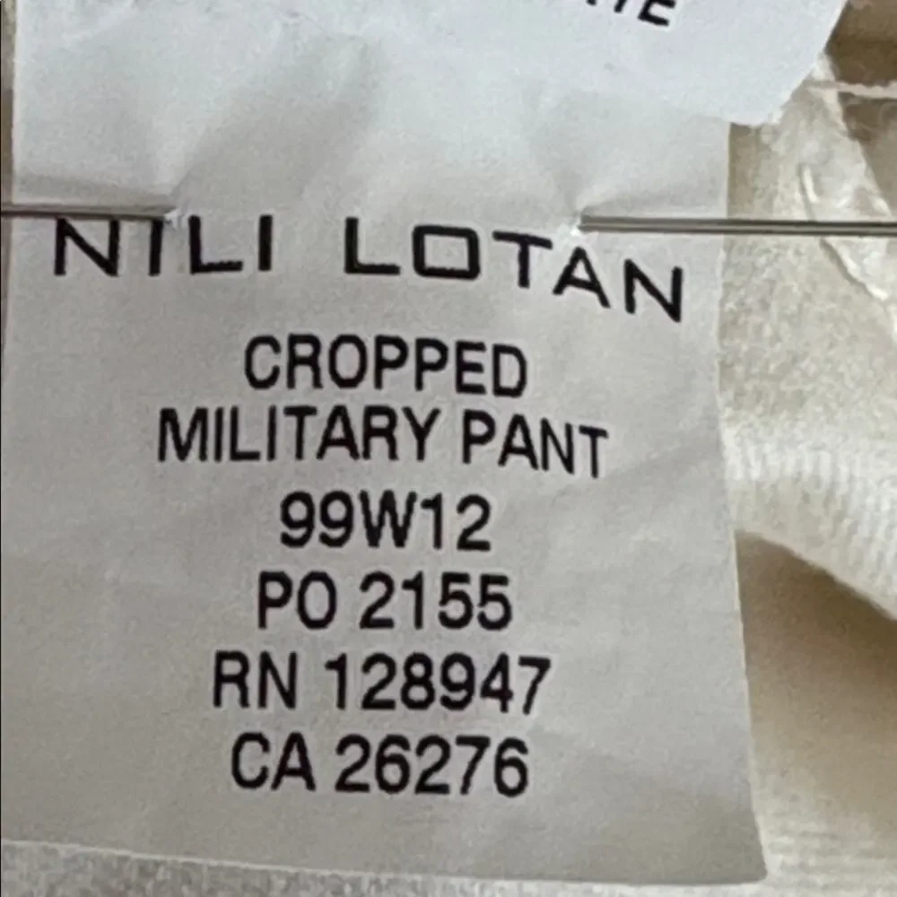 Nili Lotan Cropped Military Pant in Eggshell - Size 6